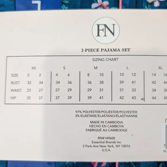 NWT Flora Nikrooz Blue Floral Pajama Set - Picture 4 of 4